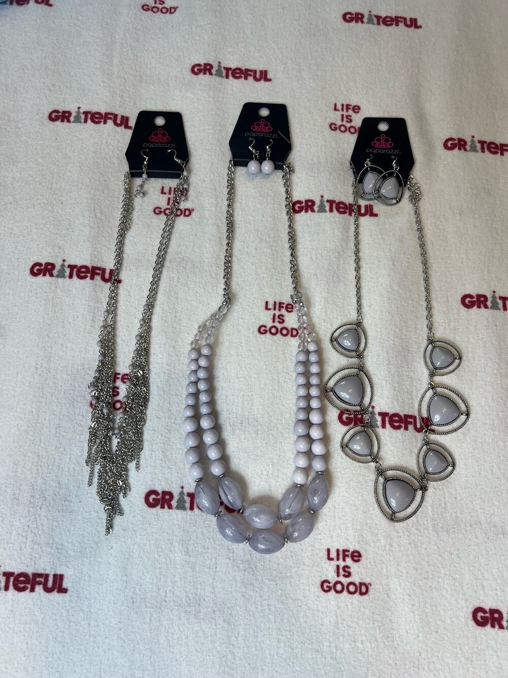 NWT Paparazzi set of 3 silver and pale purple necklaces
